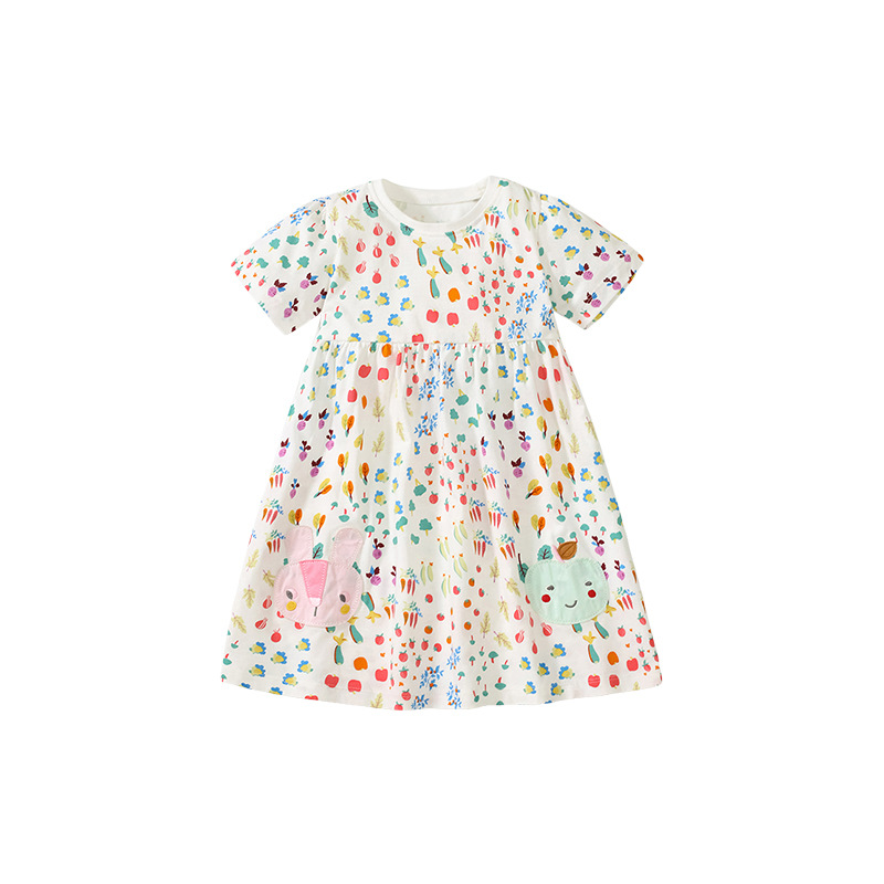 卡通碎花短袖純棉連衣裙