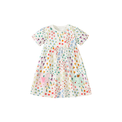 卡通碎花短袖純棉連衣裙