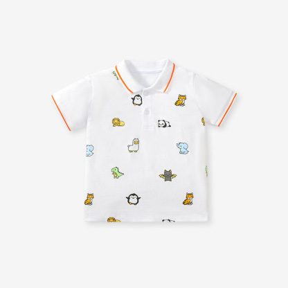新款兒童卡通印花短袖Polo衫