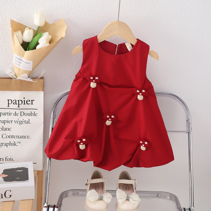 女童2024新中小童立體玩偶花苞裙春夏季萌趣可愛清涼靈丹洋裝