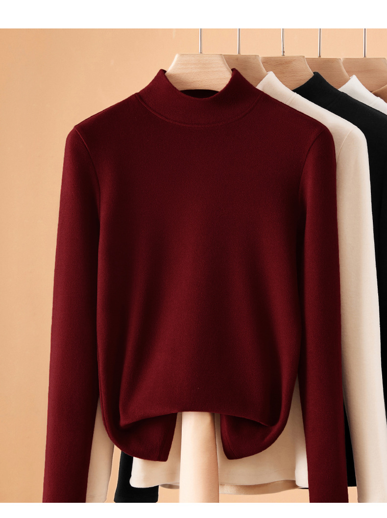 半高領德絨打底衫女