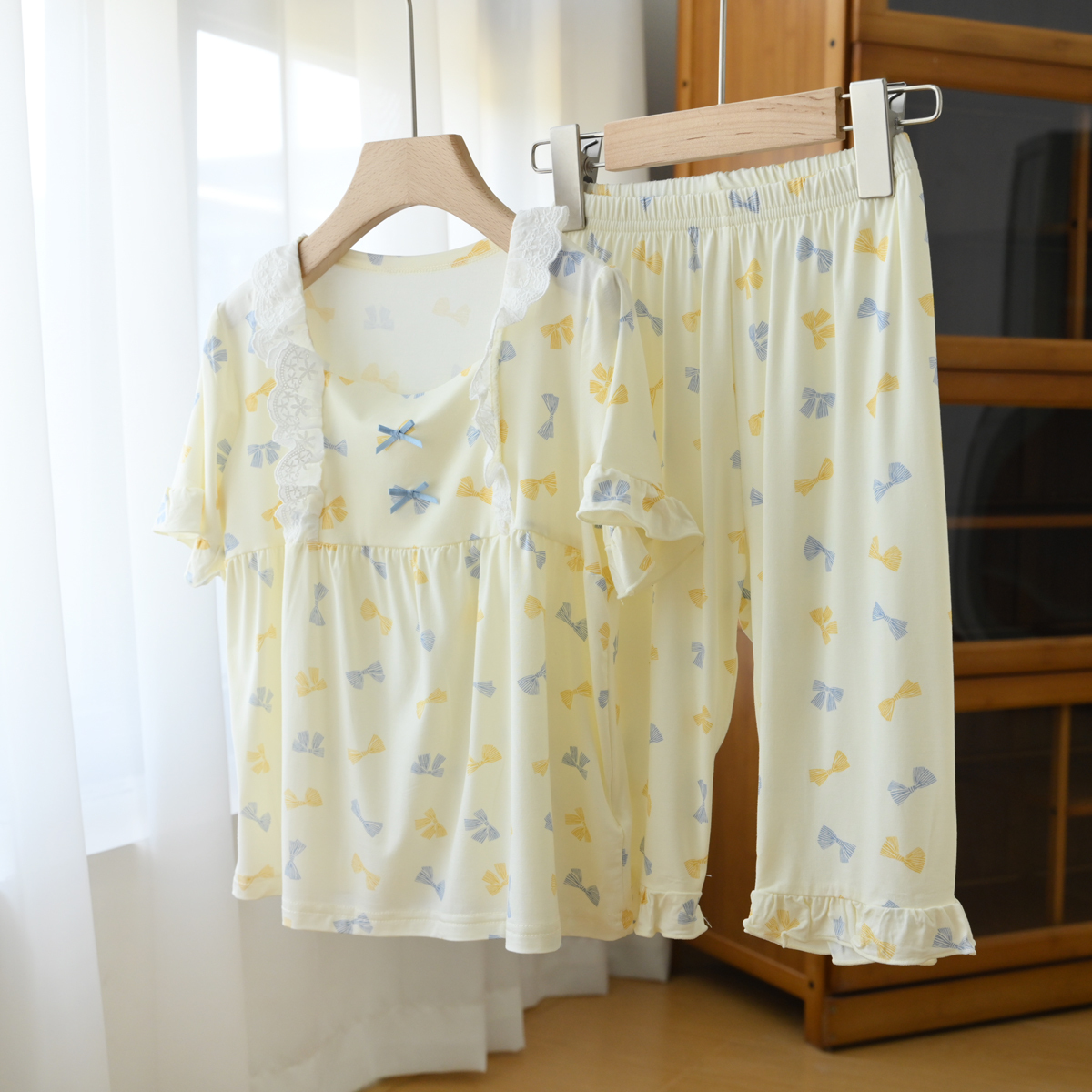 【家居服系列】A類 女童薄款蕾絲裙式睡衣褲