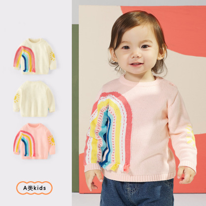 兒童毛衣彩虹套頭衫