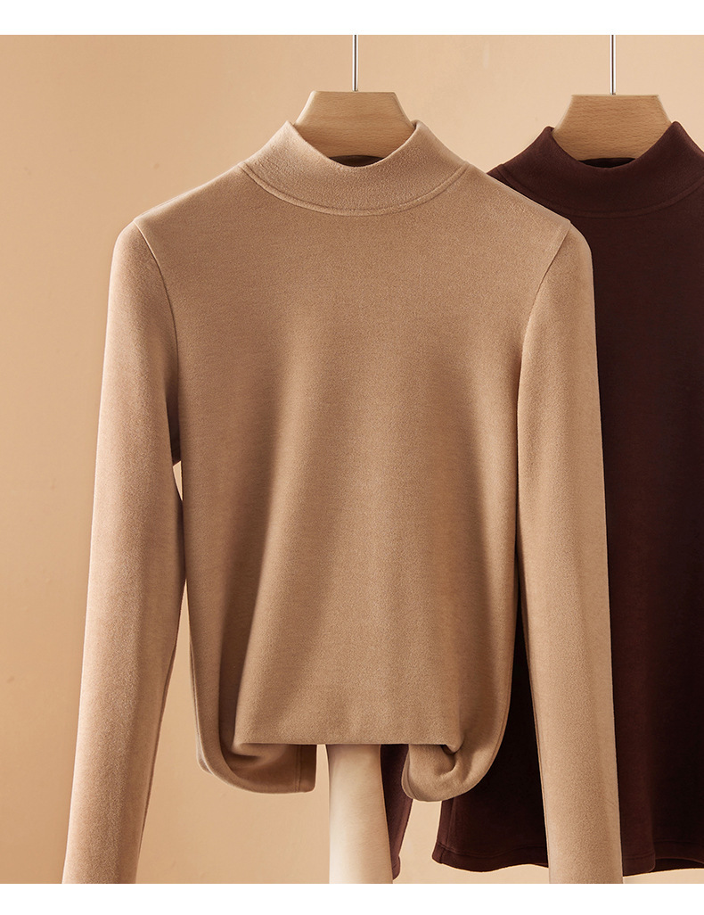 半高領德絨打底衫女