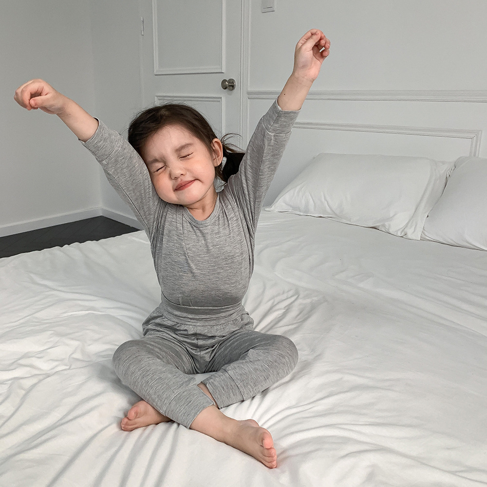 薄款长袖长裤儿童软糯莫代尔家居服套装