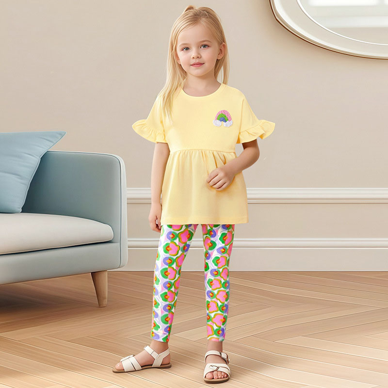 女童短袖裙印花套裝