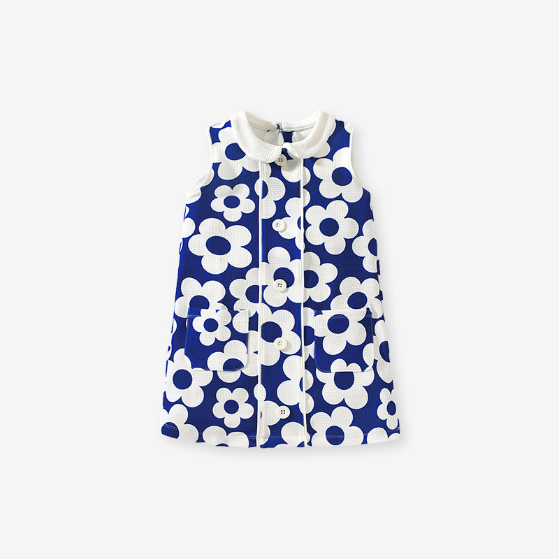 新款無袖翻領女童連衣裙