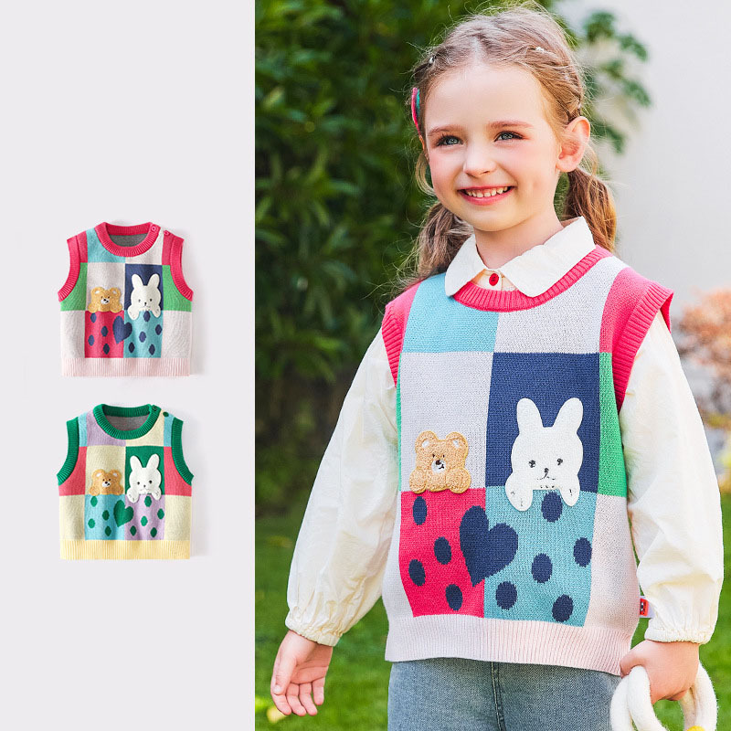 女童韓版毛衣背心 