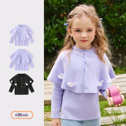 秋冬新品~女童毛衣小香風斗篷 
