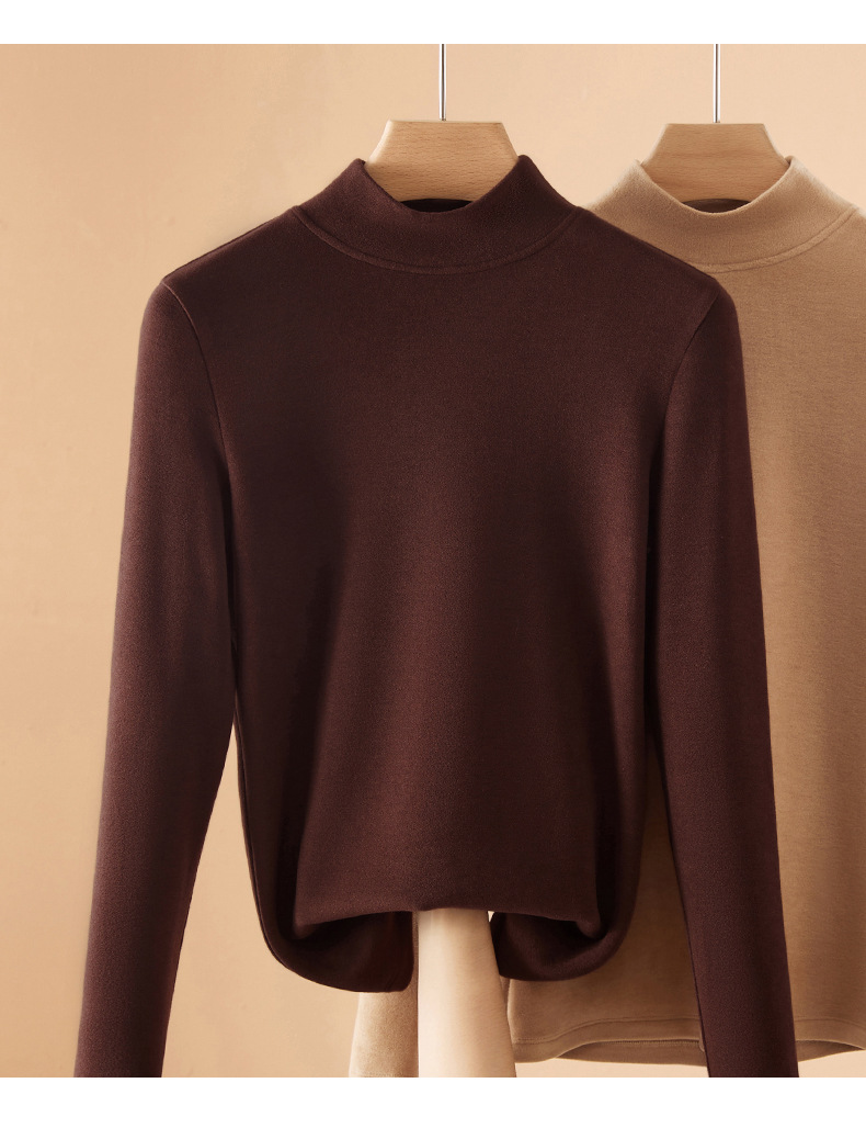半高領德絨打底衫女
