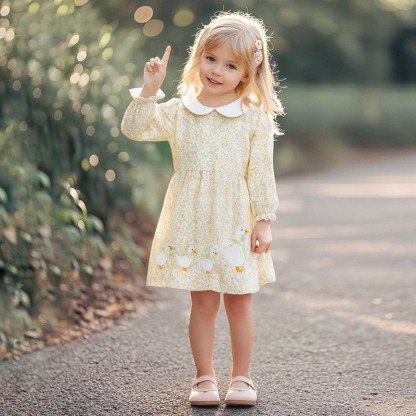 新款秋季女童長袖連身裙