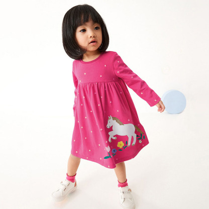 秋季長袖純棉洋裝