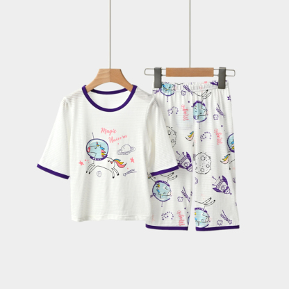 【竹節棉系列】兒童竹節棉五分袖七分短褲家居服 