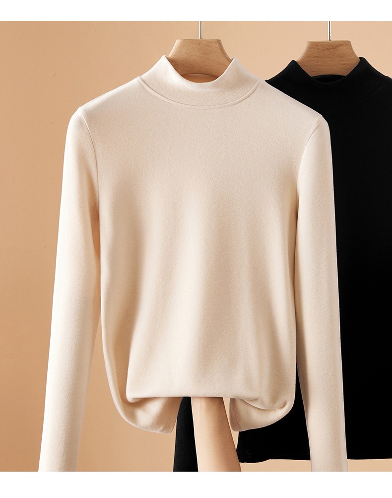 半高領德絨打底衫女