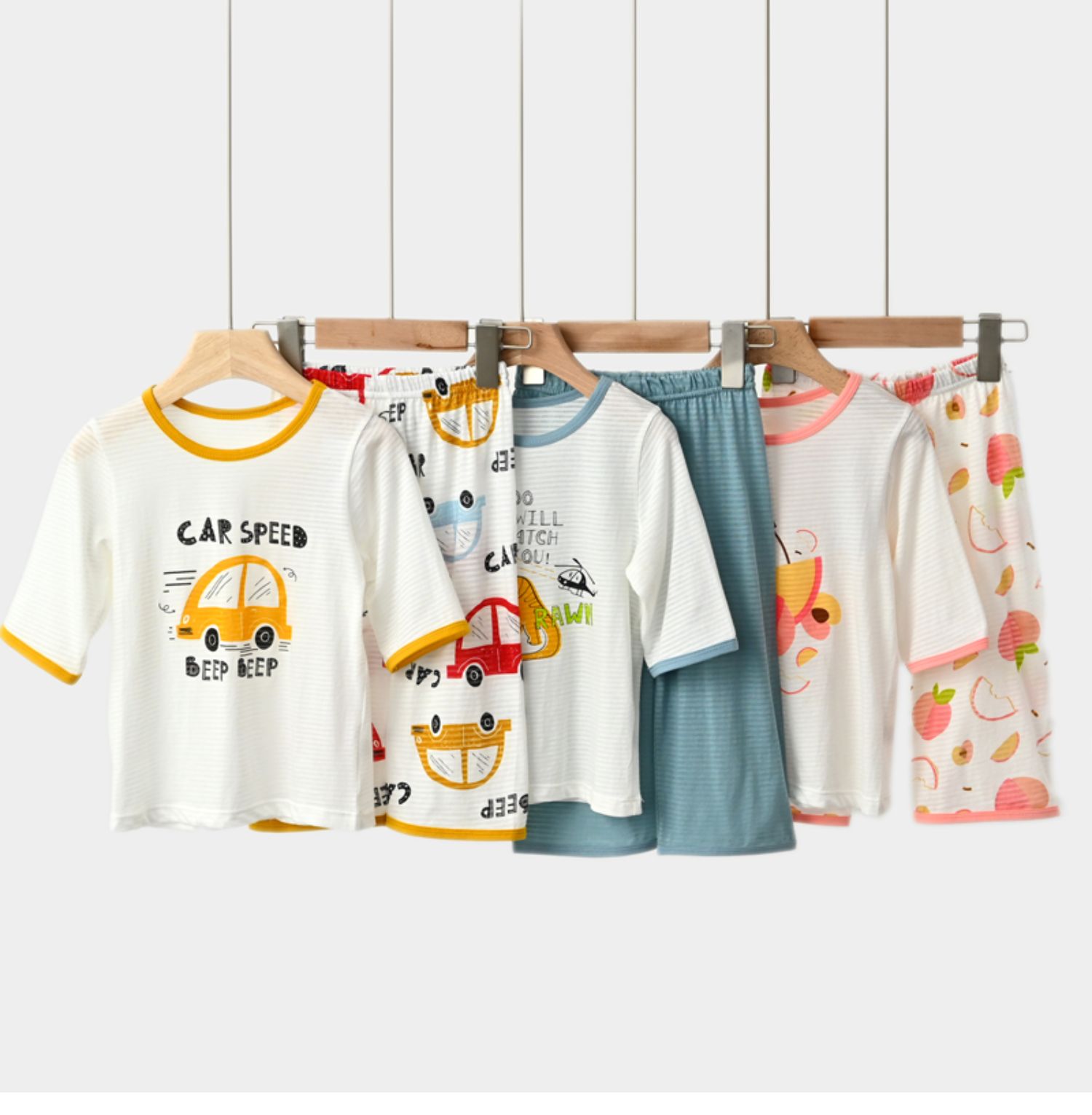 【竹節棉系列】兒童竹節棉五分袖七分短褲家居服 