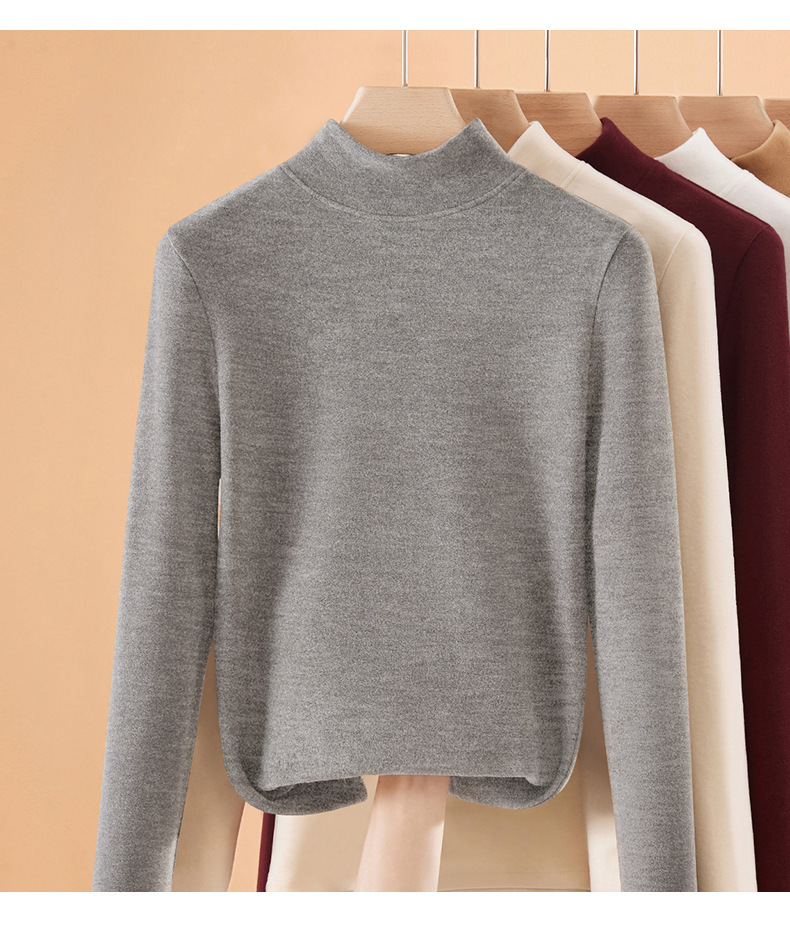 半高領德絨打底衫女