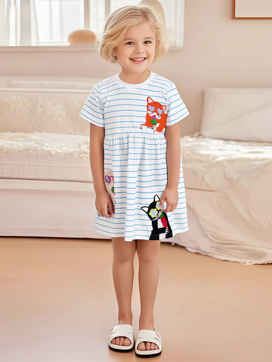 【新品】新款夏季純棉短袖兒童連身裙