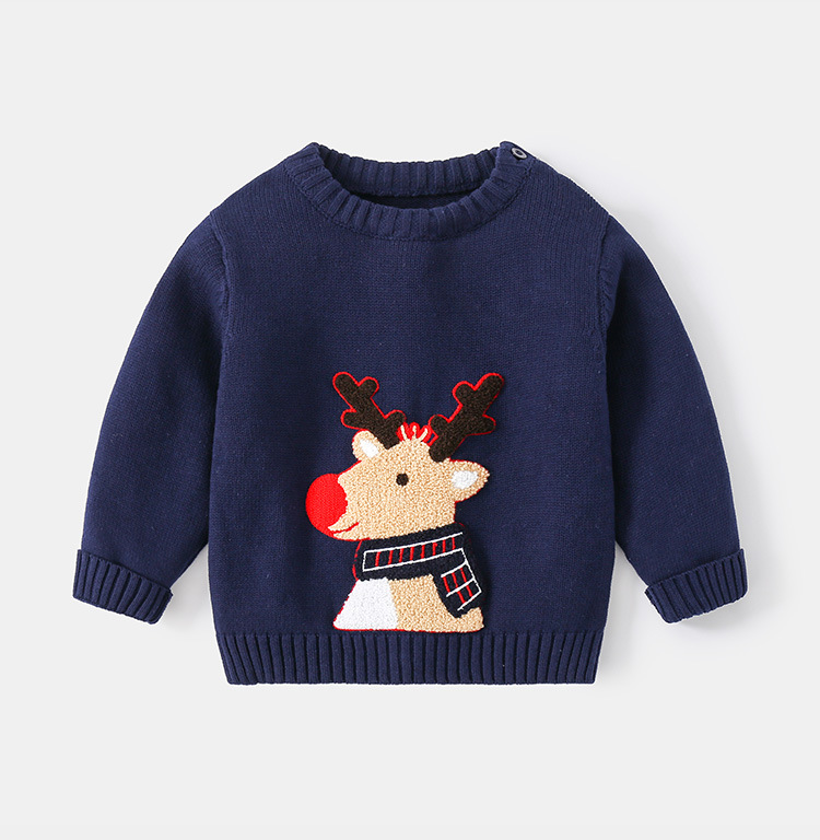 秋季兒童聖誕卡通麋鹿毛衣