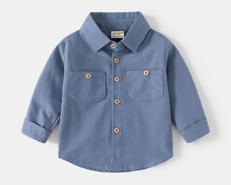 秋季新款韓版男童翻領長袖棉襯衣