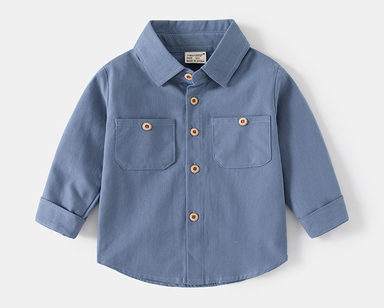 秋季新款韓版男童翻領長袖棉襯衣