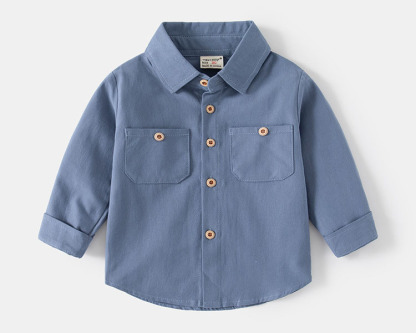 秋季新款韓版男童翻領長袖棉襯衣