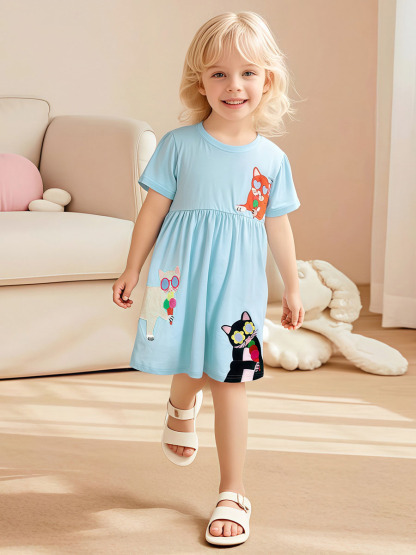 【新品】新款夏季純棉短袖兒童連身裙