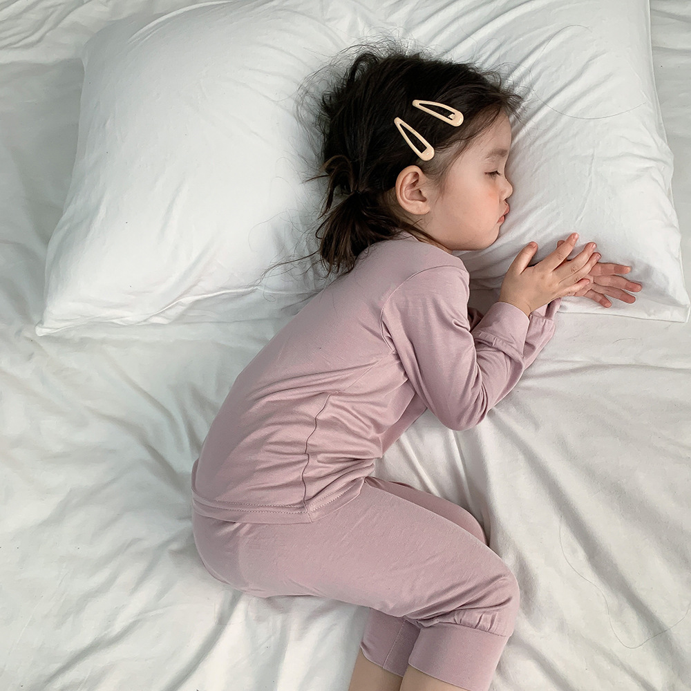 薄款长袖长裤儿童软糯莫代尔家居服套装