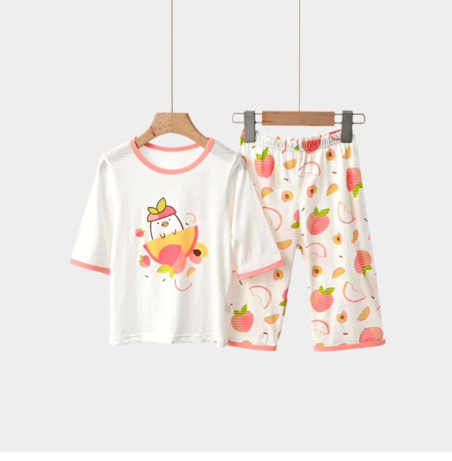 【竹節棉系列】兒童竹節棉五分袖七分短褲家居服 