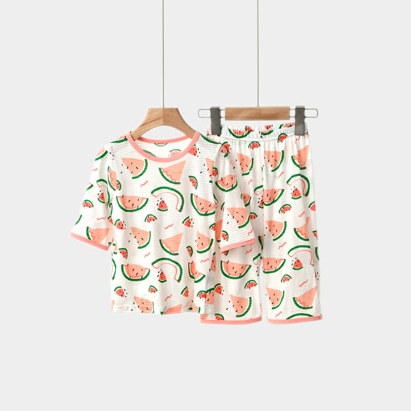 【竹節棉系列】兒童竹節棉五分袖七分短褲家居服 