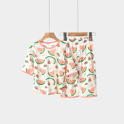 【竹節棉系列】兒童竹節棉五分袖七分短褲家居服 