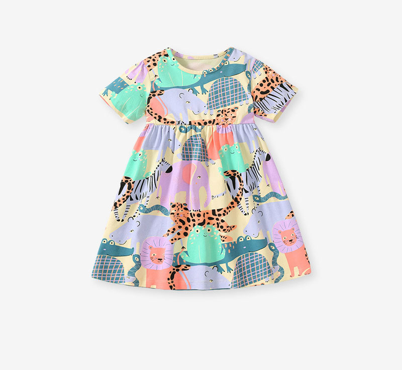 歐美風女童短袖連身裙