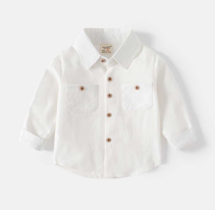 秋季新款韓版男童翻領長袖棉襯衣