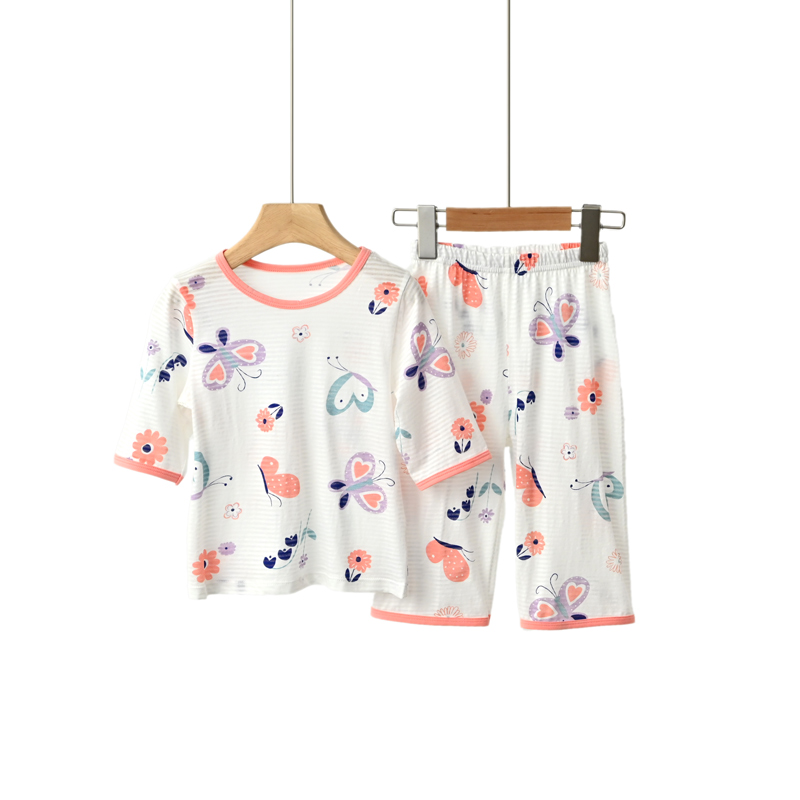 【竹節棉系列】兒童竹節棉五分袖七分短褲家居服 