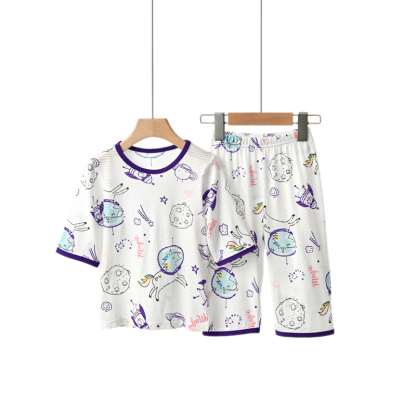 【竹節棉系列】兒童竹節棉五分袖七分短褲家居服 