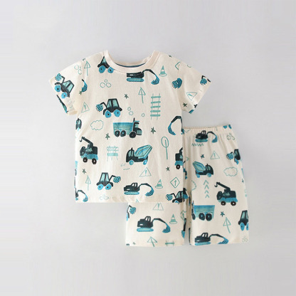 歐美純棉男童短袖T卹套裝