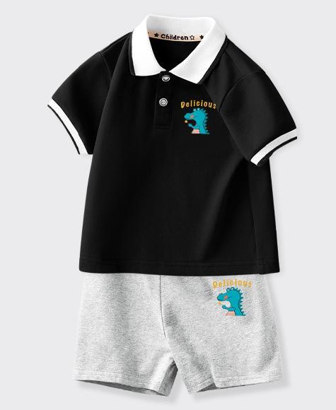 男童短袖套裝兒童翻領POLO衫套裝