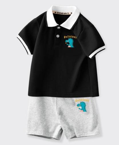 男童短袖套裝兒童翻領POLO衫套裝