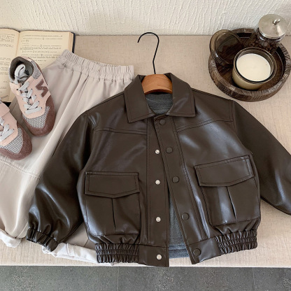 【新款】秋季皮衣外套翻領夾克