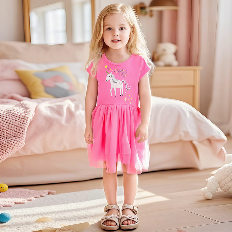 歐美網紗女童純棉洋裝