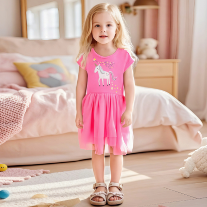 歐美網紗女童純棉洋裝