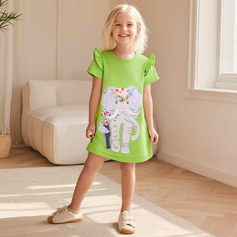 【新款】夏季歐美卡通純棉女童洋裝