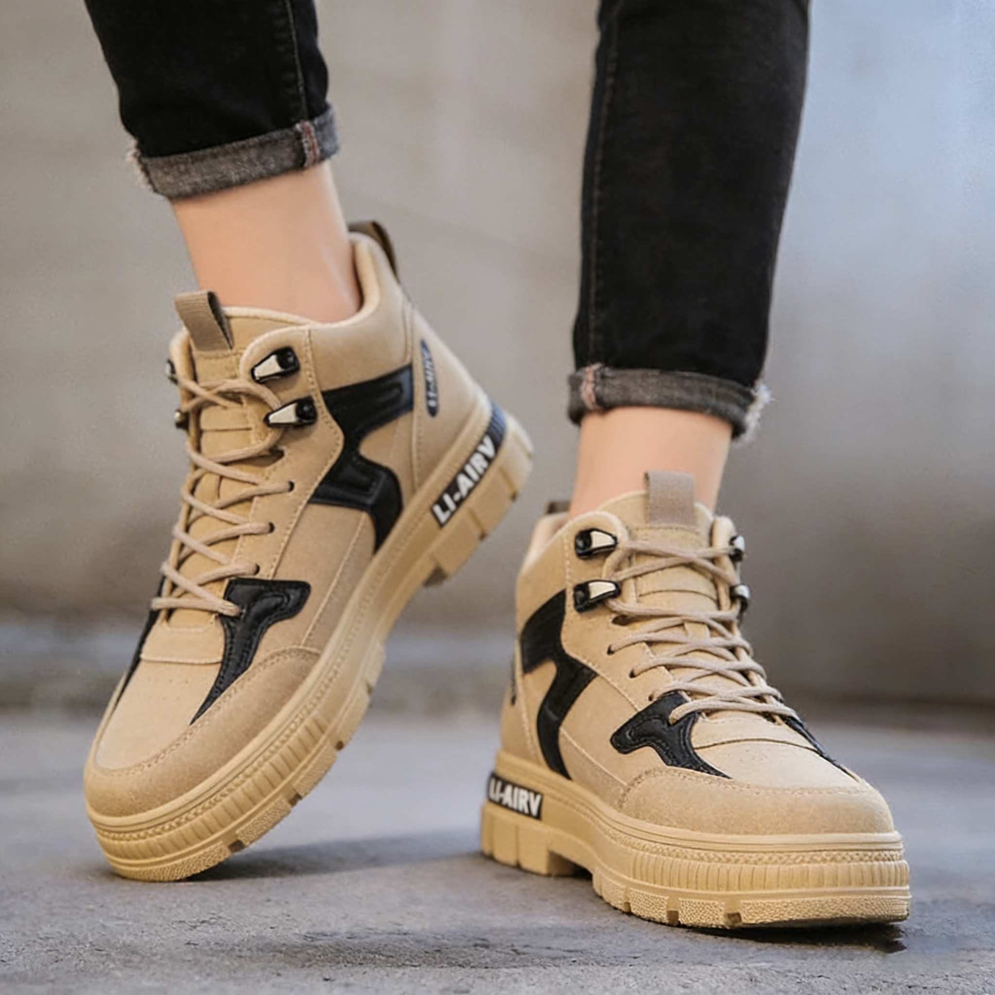 休閒百搭高幫戶外防水防滑工裝增高馬丁靴