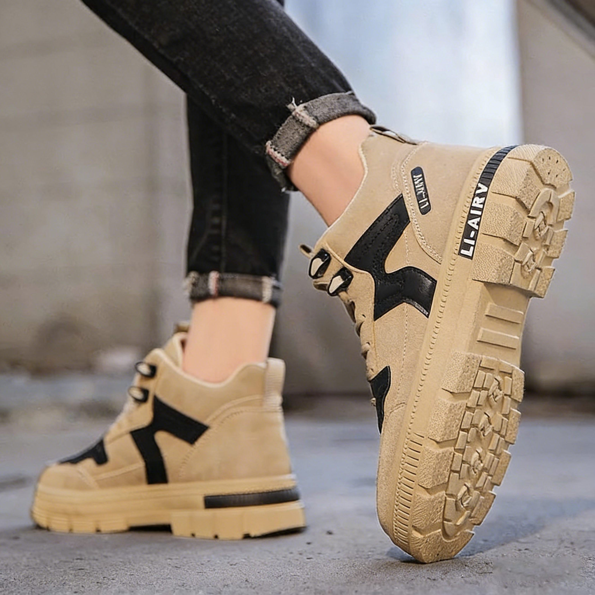 休閒百搭高幫戶外防水防滑工裝增高馬丁靴