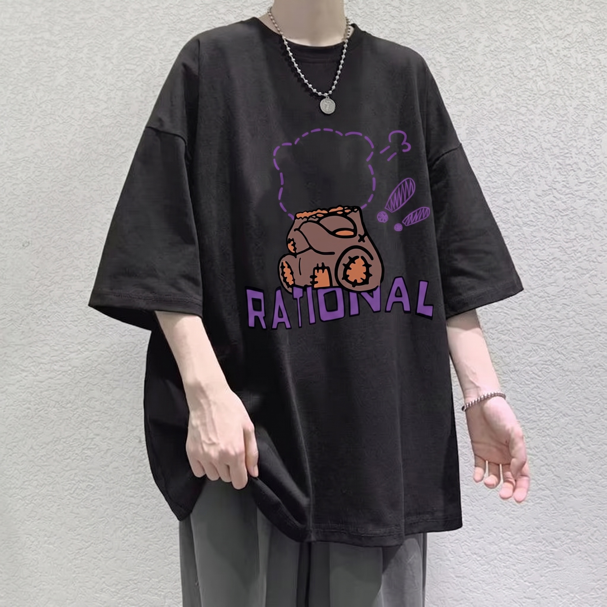 【單件/套裝】休閒百搭潮流寬鬆印花短袖T恤+短褲兩件套裝