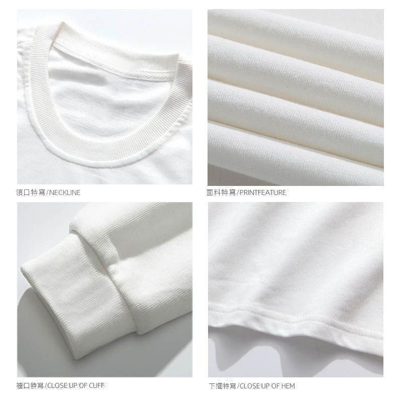 美式潮牌字母印花街頭情侶寬鬆百搭純棉長袖t恤