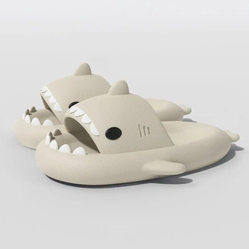 可愛鯊魚柔軟不累腳超厚鞋底情侶多巴胺拖鞋