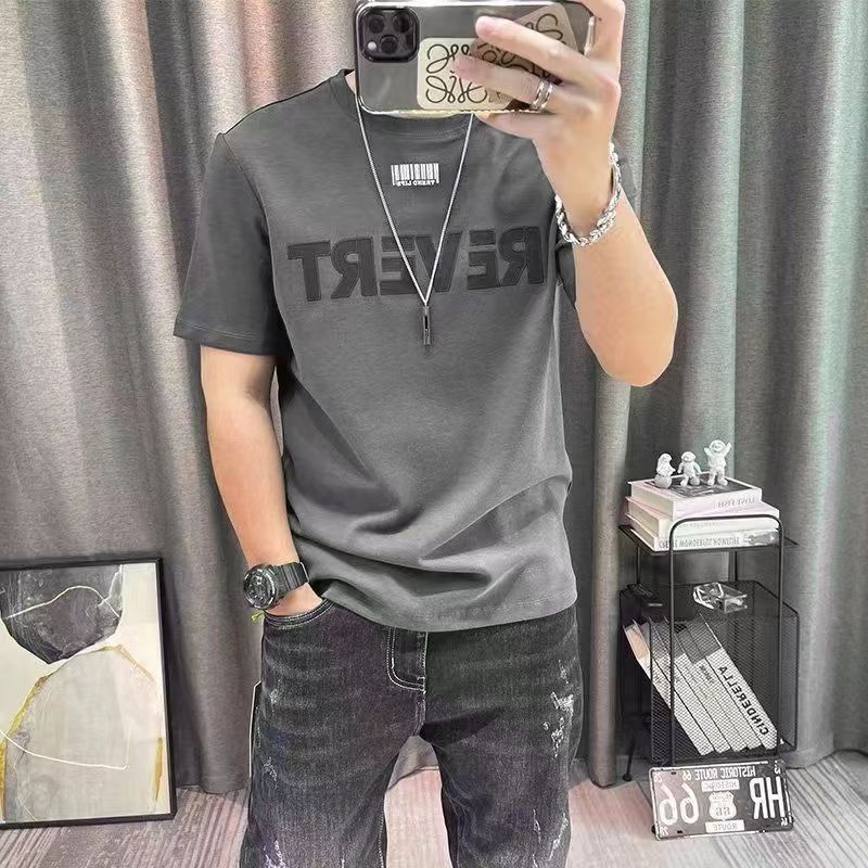休閒圓領字母印花百搭高級感純棉短袖T恤