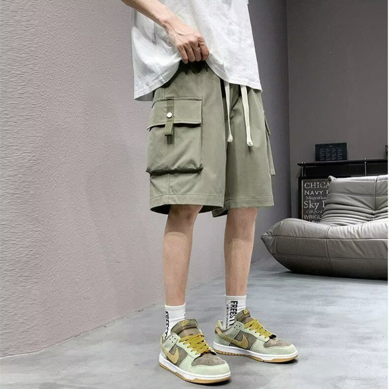 夏季工裝褲男運動短褲寬鬆薄款潮牌學生美式男生五分褲休閒褲