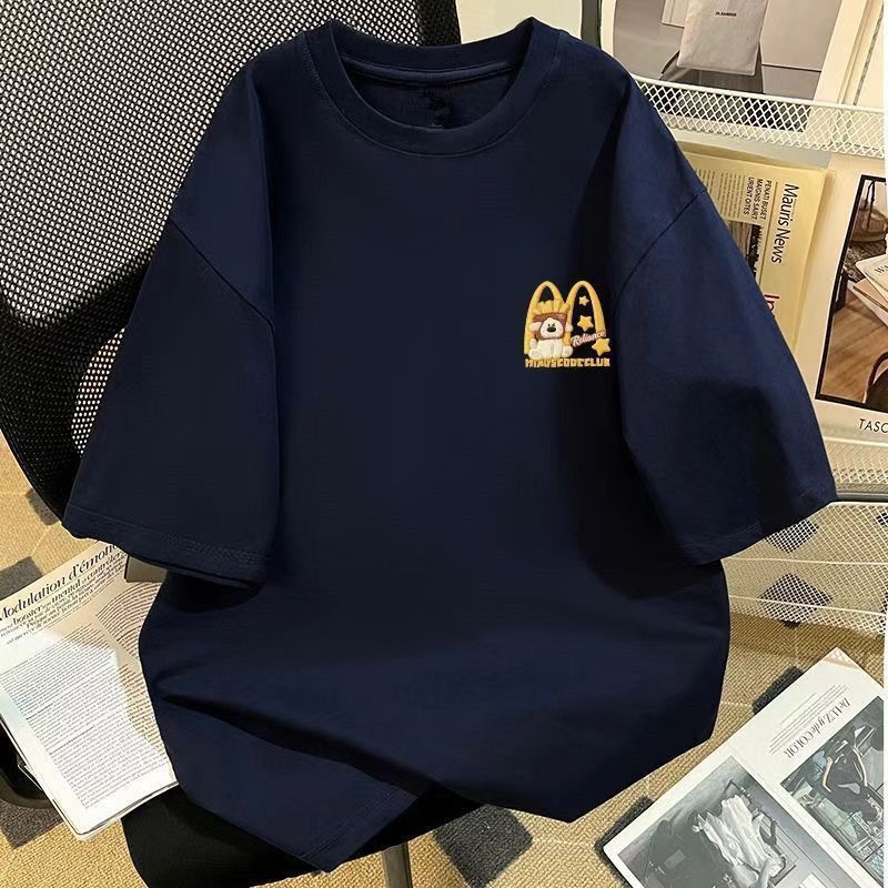 可愛薯條小狗情侶寬鬆休閒百搭短袖T恤