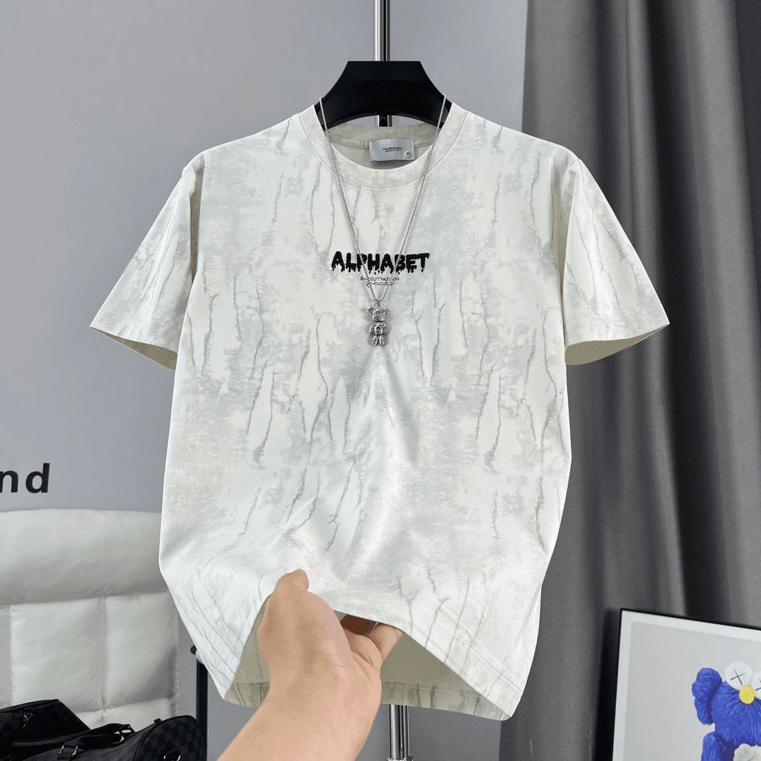 時尚透氣百搭高端扎染涼感休閒質感短袖T恤